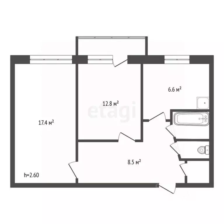 2-к кв. Красноярский край, Красноярск ул. Красной Армии, 22 (49.2 м) - Фото 1