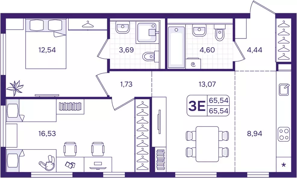 3-комнатная квартира: Владивосток, улица Борисенко, 100Ес2 (65.54 м) - Фото 1