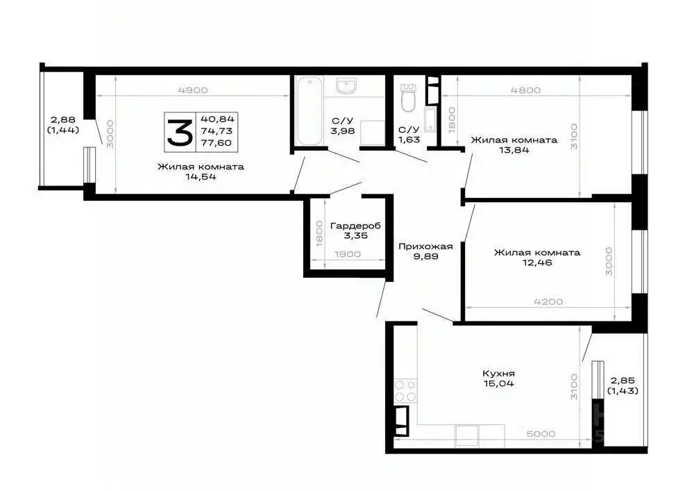 3-к кв. Адыгея, Майкоп ул. Юннатов, 2Е (77.6 м) - Фото 1