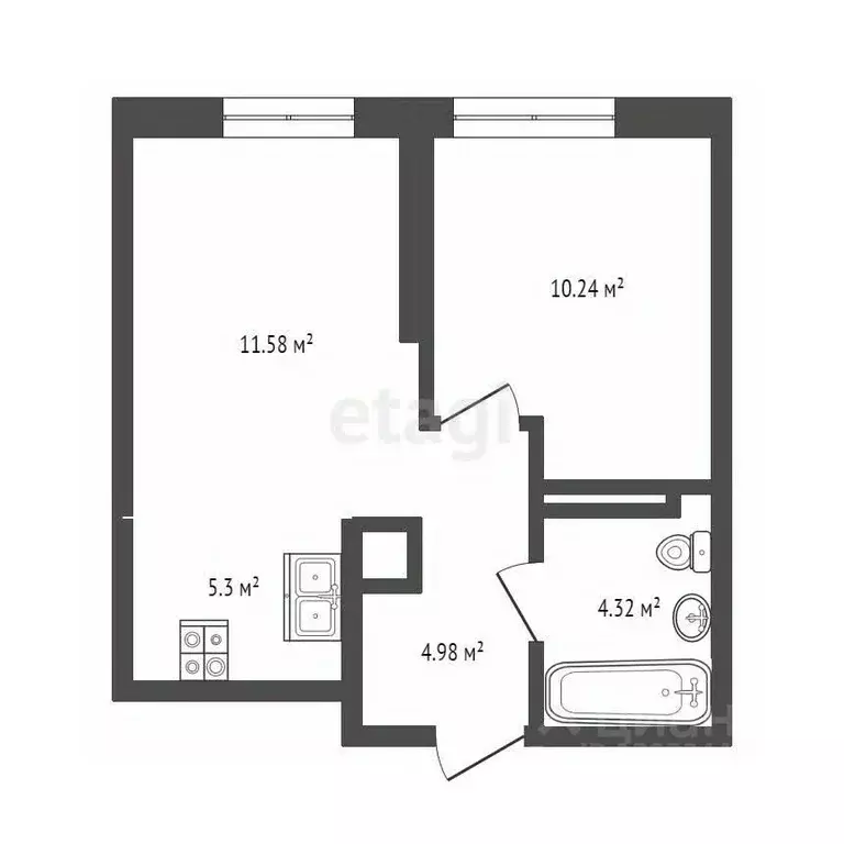 1-к кв. Тюменская область, Тюмень Харьковская ул., 74 (36.5 м) - Фото 2