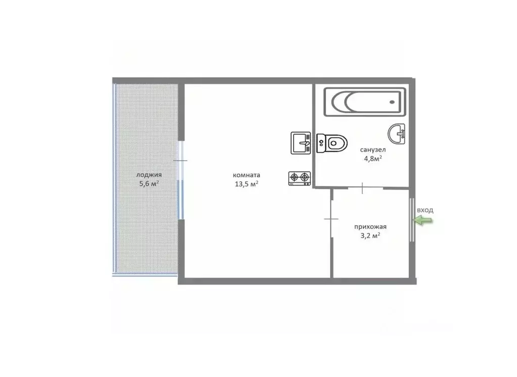 Студия Санкт-Петербург Черниговская ул., 11к1 (21.5 м) - Фото 2