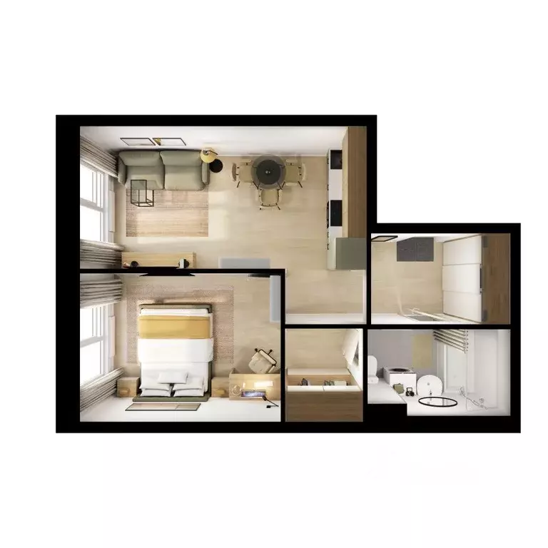 Квартира, 1 комната, 42.2 м - Фото 1