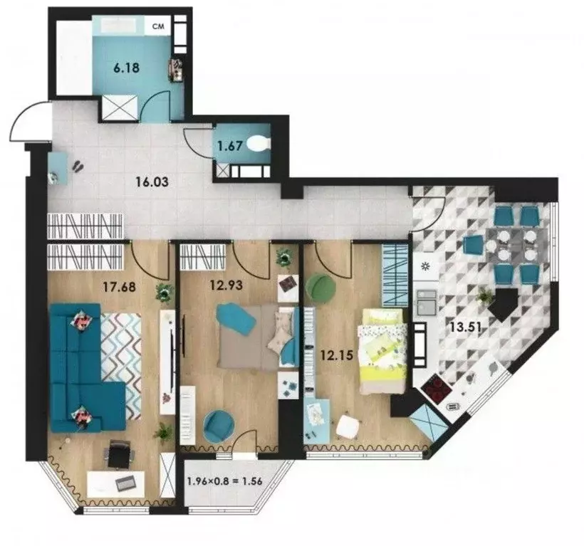 3-к кв. Севастополь ул. Александра Маринеско, 1Бк2 (80.0 м) - Фото 1