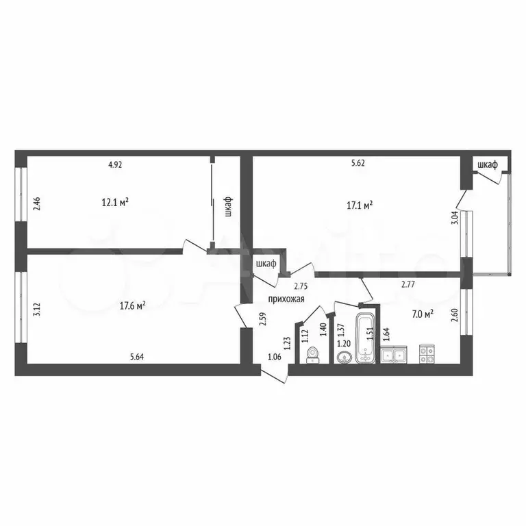3-к. квартира, 65 м, 4/5 эт. - Фото 0