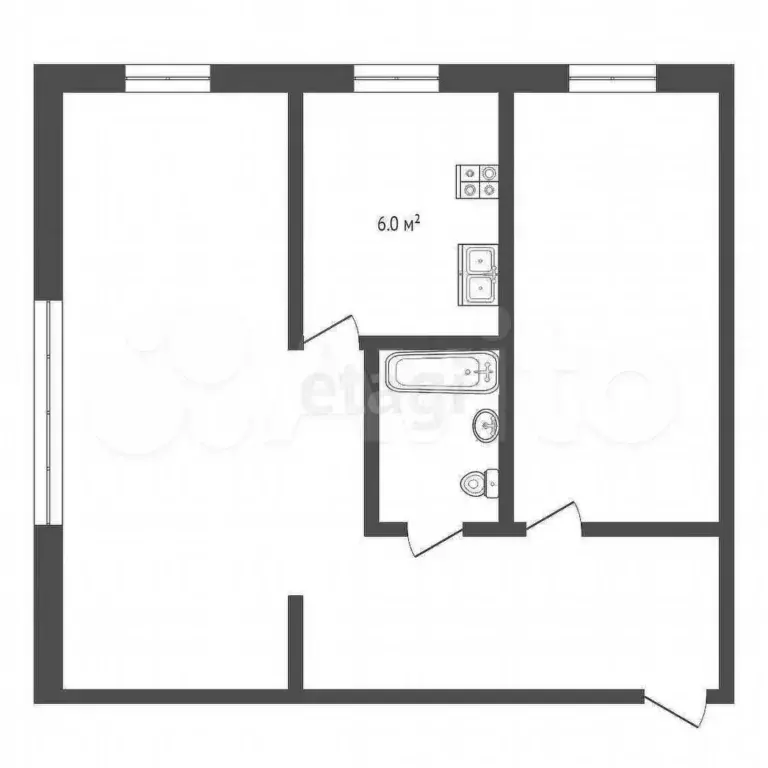2-к. квартира, 39,8 м, 3/4 эт. - Фото 0