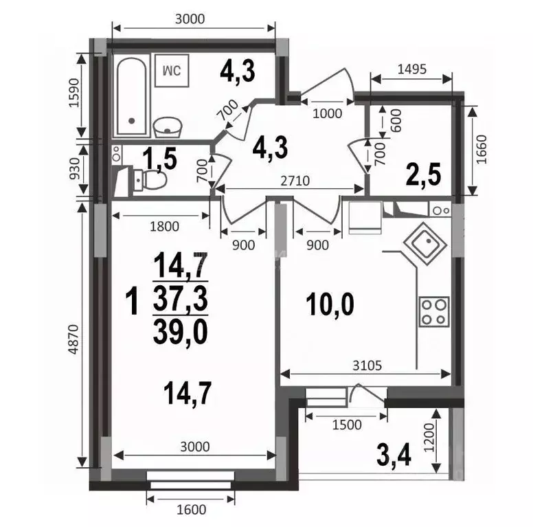 1-к кв. Владимирская область, Владимир бул. Сталинградский, 5 (39.0 м) - Фото 2