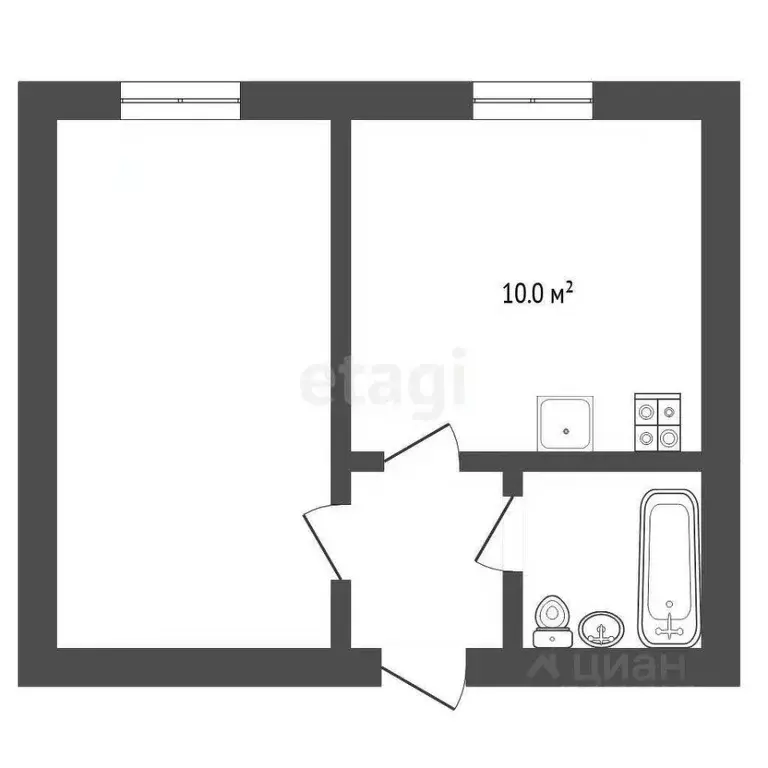 1-к кв. Тюменская область, Тюмень ул. Пермякова, 7а (31.5 м) - Фото 1