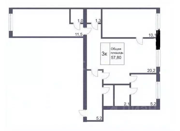 3-к кв. Кемеровская область, Кемерово просп. Ленина, 63 (56.5 м) - Фото 1