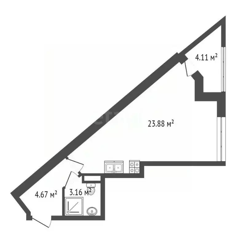 Студия Санкт-Петербург Планерная ул., 87к1 (30.5 м) - Фото 1