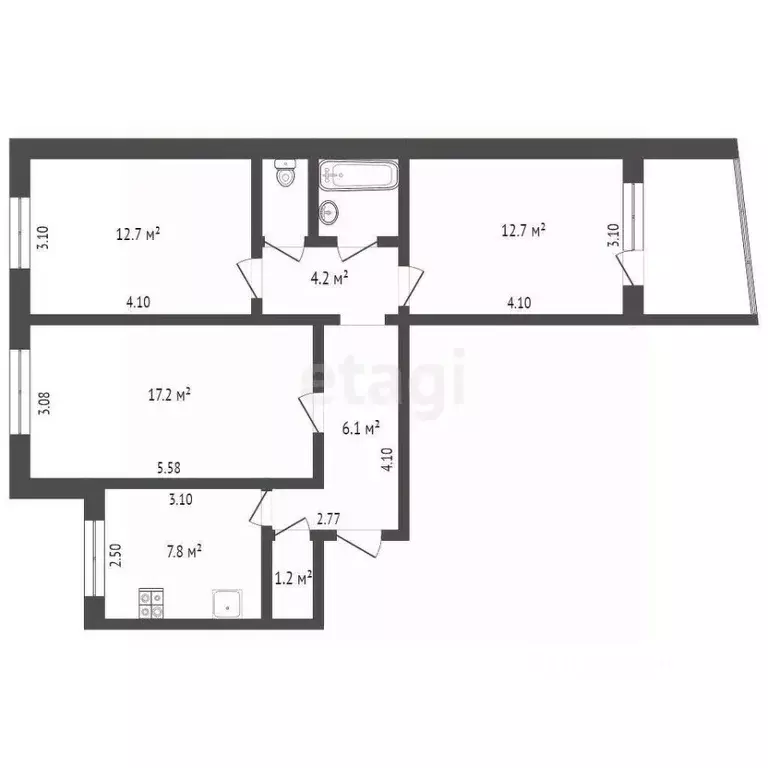 3-к кв. Хабаровский край, Хабаровск Прогрессивная ул., 25 (66.2 м) - Фото 2