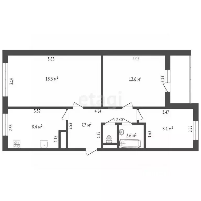 3-к кв. Архангельская область, Котлас ул. Ермакова, 11 (58.7 м) - Фото 2