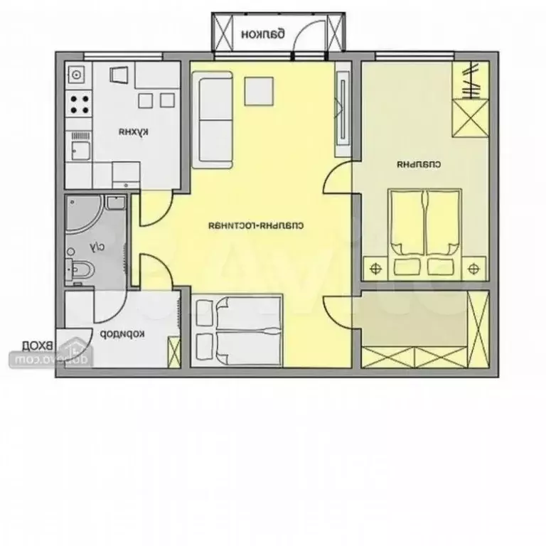 2-к. квартира, 44 м, 3/5 эт. - Фото 0