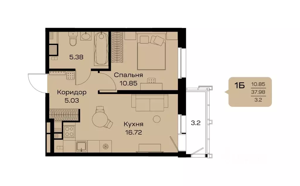 1-к кв. Ханты-Мансийский АО, Сургут ул. Семена Билецкого, 11 (41.18 м) - Фото 0