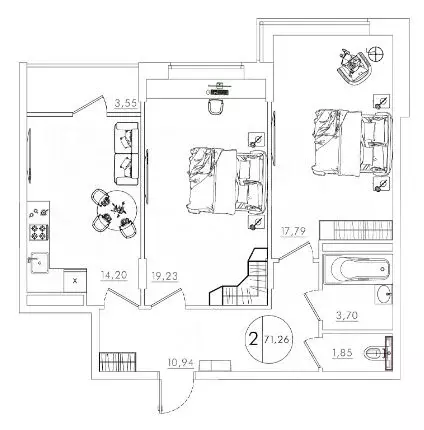 2-к кв. Курская область, Курск Усадебная ул., 2А (71.26 м) - Фото 1