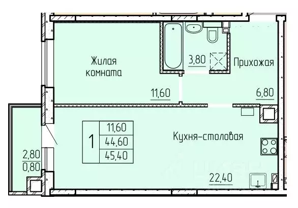 1-к кв. Ростовская область, Батайск ул. Макаровского, 4к2 (45.8 м) - Фото 0