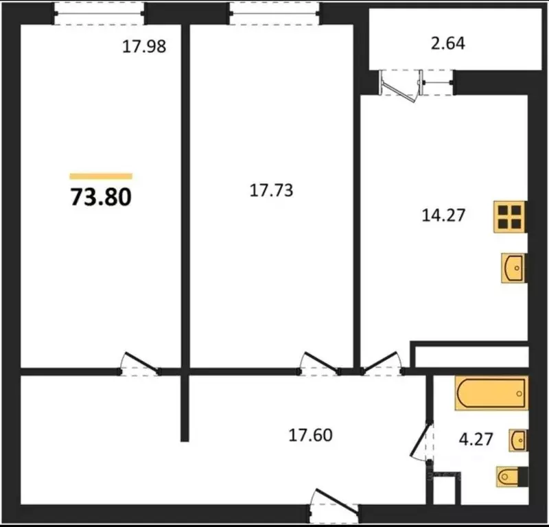 2-к кв. Самарская область, Самара Московское ш., 9 (73.8 м) - Фото 2