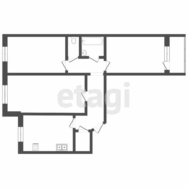 3-комнатная квартира: Тюмень, Черниговская улица, 5 (63.5 м) - Фото 1