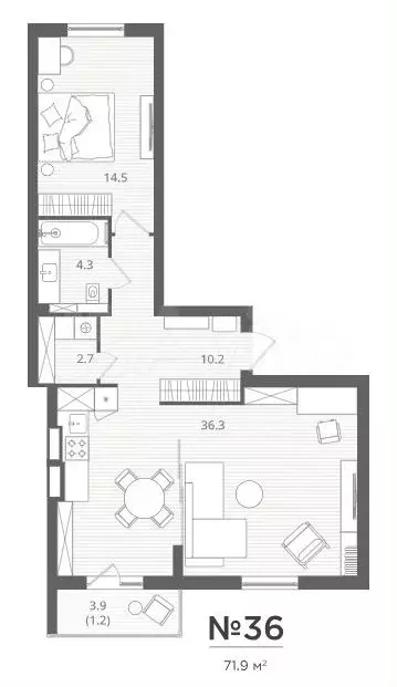2-к. квартира, 72 м, 2/7 эт. - Фото 1