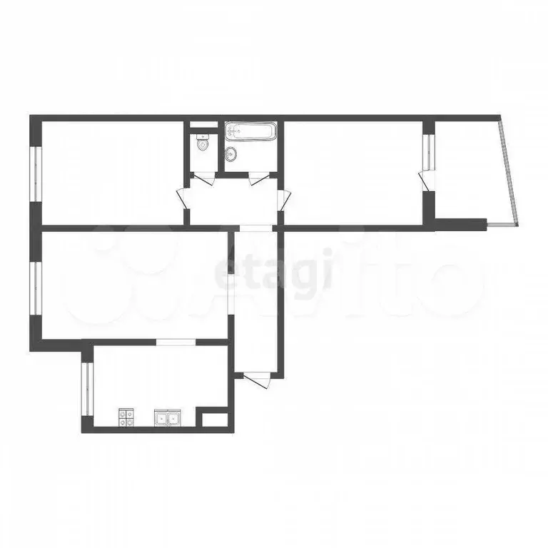 3-к. квартира, 65,6 м, 3/9 эт. - Фото 0