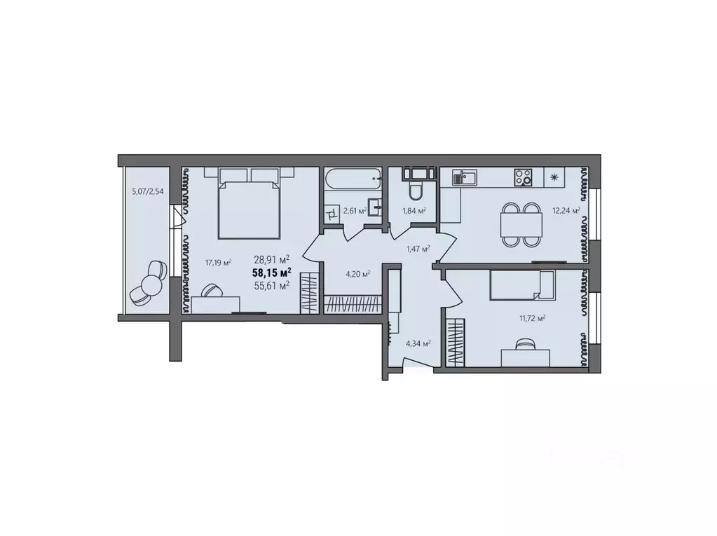 2-к кв. Челябинская область, Челябинский городской округ, пос. ... - Фото 1