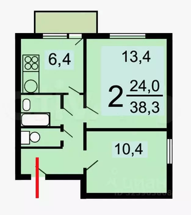 2-к кв. Москва Севанская ул., 9К2 (38.3 м) - Фото 2