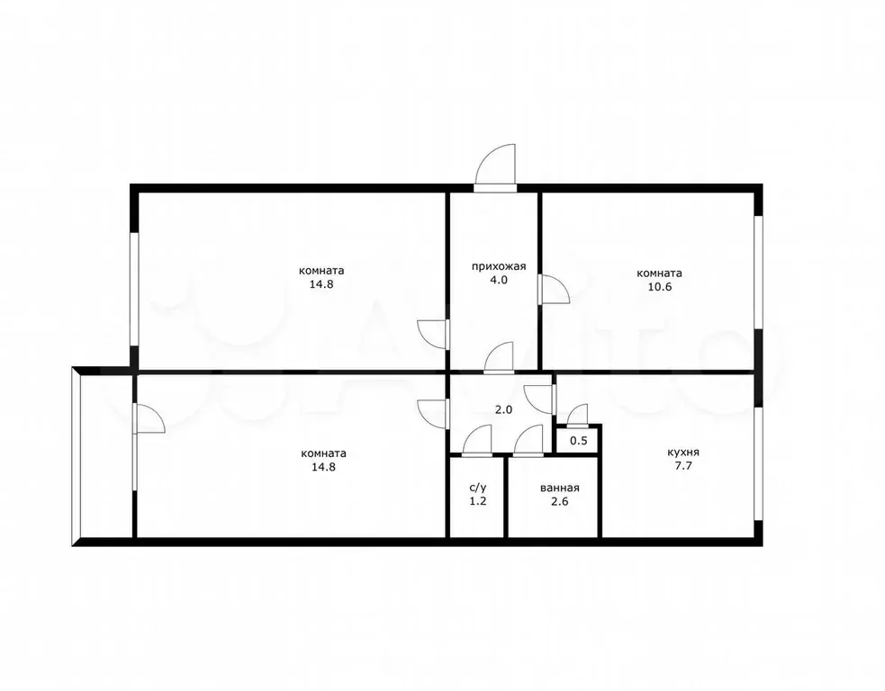 3-к. квартира, 58 м, 1/5 эт. - Фото 0