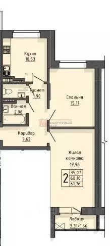 2-к кв. Белгородская область, Старый Оскол Центральный мкр, 4А (61.67 ... - Фото 1