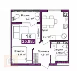 1-к кв. Крым, Симферополь ул. Батурина, 145 (34.0 м) - Фото 1