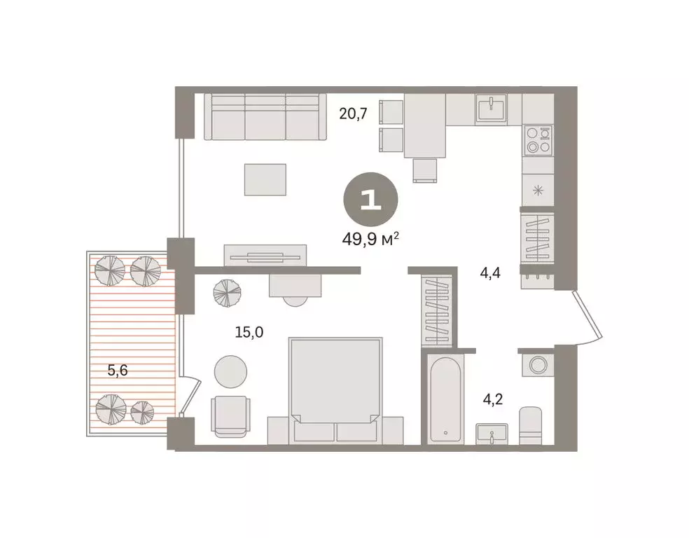 1-комнатная квартира: Новосибирский район, рабочий посёлок Краснообск, ... - Фото 2
