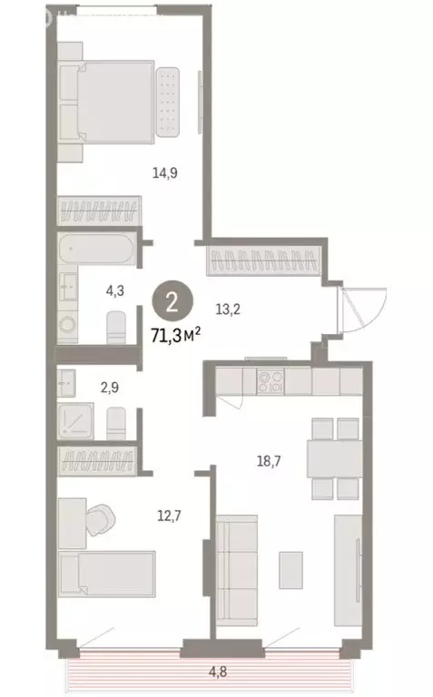 2-комнатная квартира: Екатеринбург, микрорайон Академический, 19-й ... - Фото 1