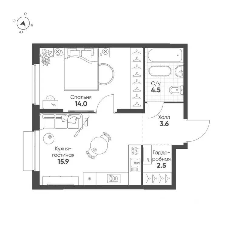 1-к кв. Свердловская область, Екатеринбург Солнечный жилрайон,  (40.5 ... - Фото 1