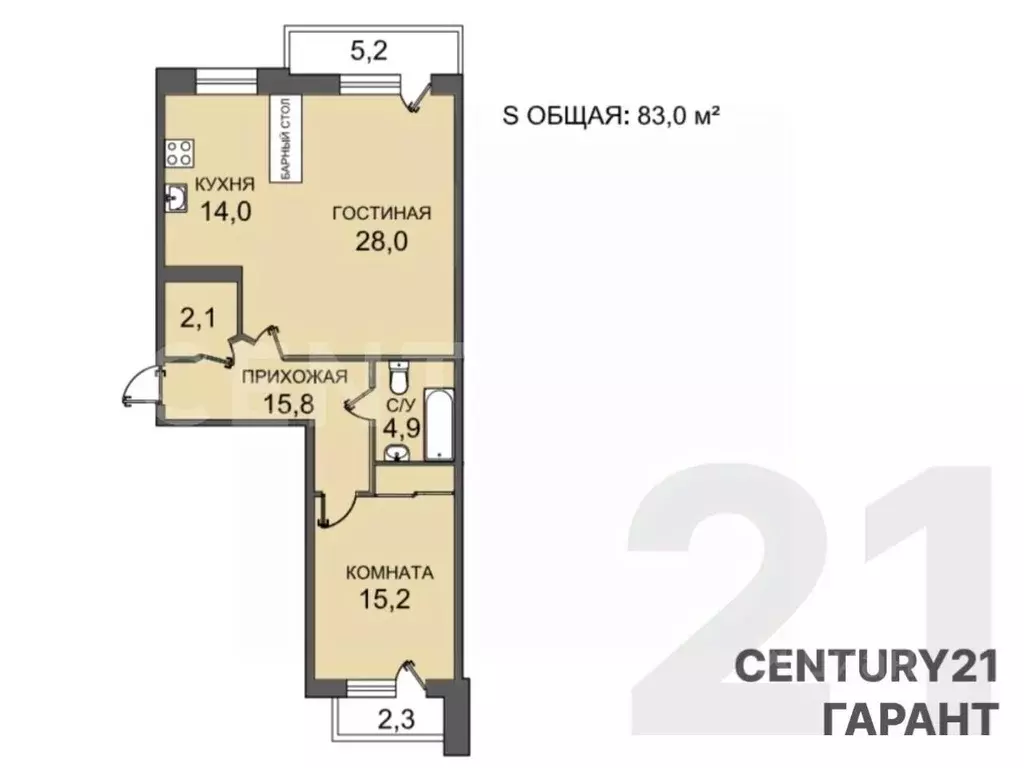 2-к кв. Санкт-Петербург Варшавская ул., 9к1 (83.0 м) - Фото 2