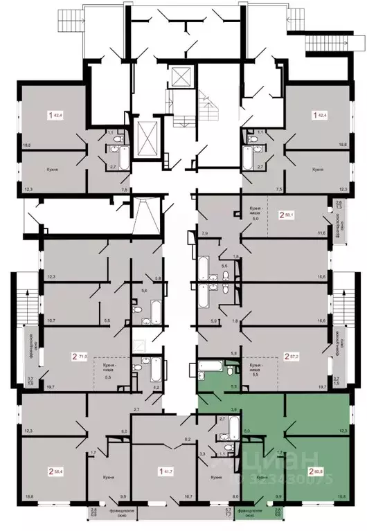 2-к кв. Красноярский край, Красноярск Прибойная ул., 37с12 (60.8 м) - Фото 1