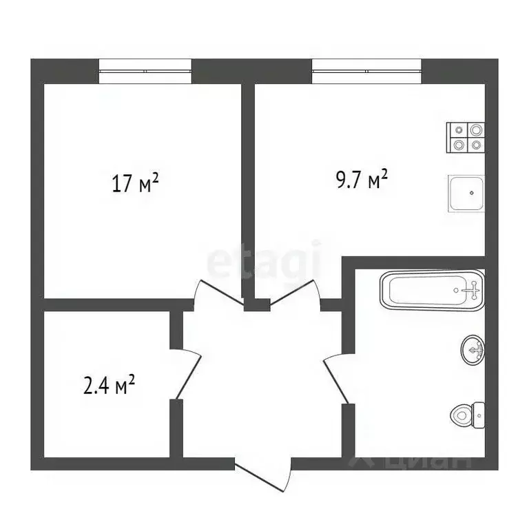 1-к кв. Калужская область, Обнинск просп. Ленина, 221 (36.4 м) - Фото 2