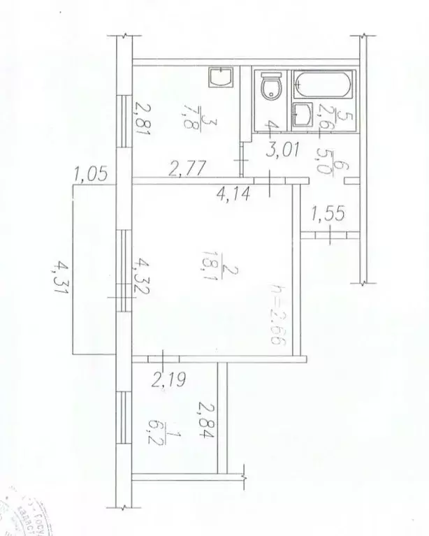 2-к кв. Кемеровская область, Новокузнецк ул. Рокоссовского, 19 (41.0 ... - Фото 2