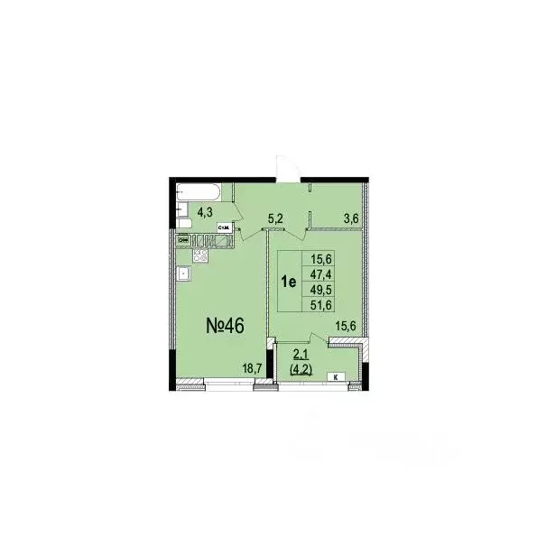 1-к кв. Ярославская область, Ярославль ул. Лисицына, 23 (48.95 м) - Фото 1