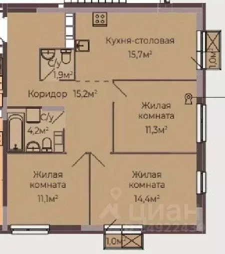 3-к кв. Нижегородская область, Нижний Новгород Соцгород жилрайон, 1-й ... - Фото 1