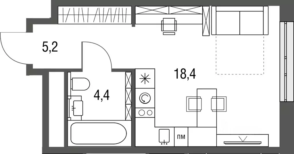 Студия Москва Тагильская ул., 2к1 (28.0 м) - Фото 0