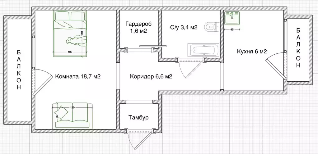1-к кв. Красноярский край, Красноярск ул. Марковского, 50 (40.0 м) - Фото 2