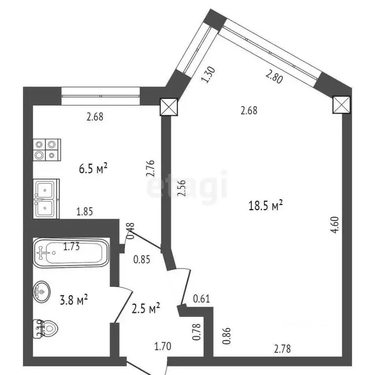 1-к кв. Ростовская область, Батайск Коммунистическая ул., 195Б (31.3 ... - Фото 1