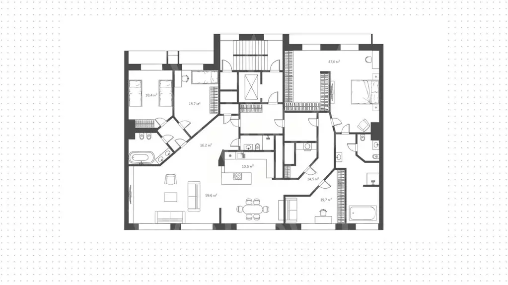 4-к кв. Москва ул. Гашека, 2С1 (250.5 м) - Фото 1