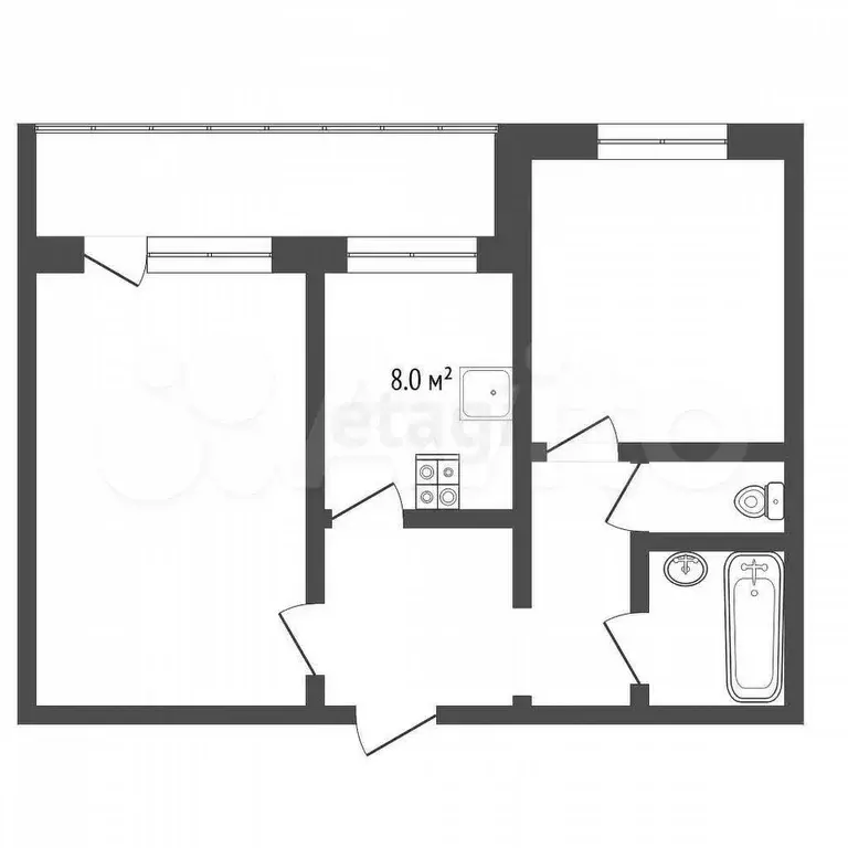 2-к. квартира, 47 м, 8/12 эт. - Фото 0