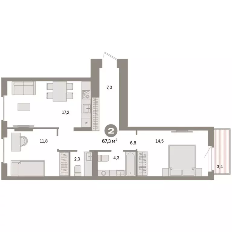 2-комнатная квартира: Екатеринбург, жилой район Сортировочный, ... - Фото 2