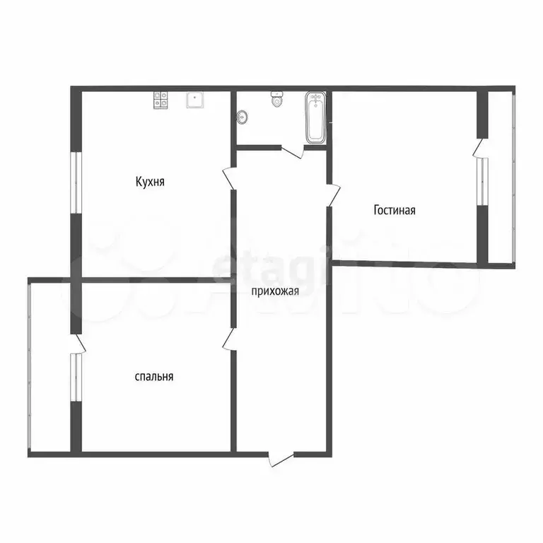 2-к. квартира, 56,1 м, 3/5 эт. - Фото 0