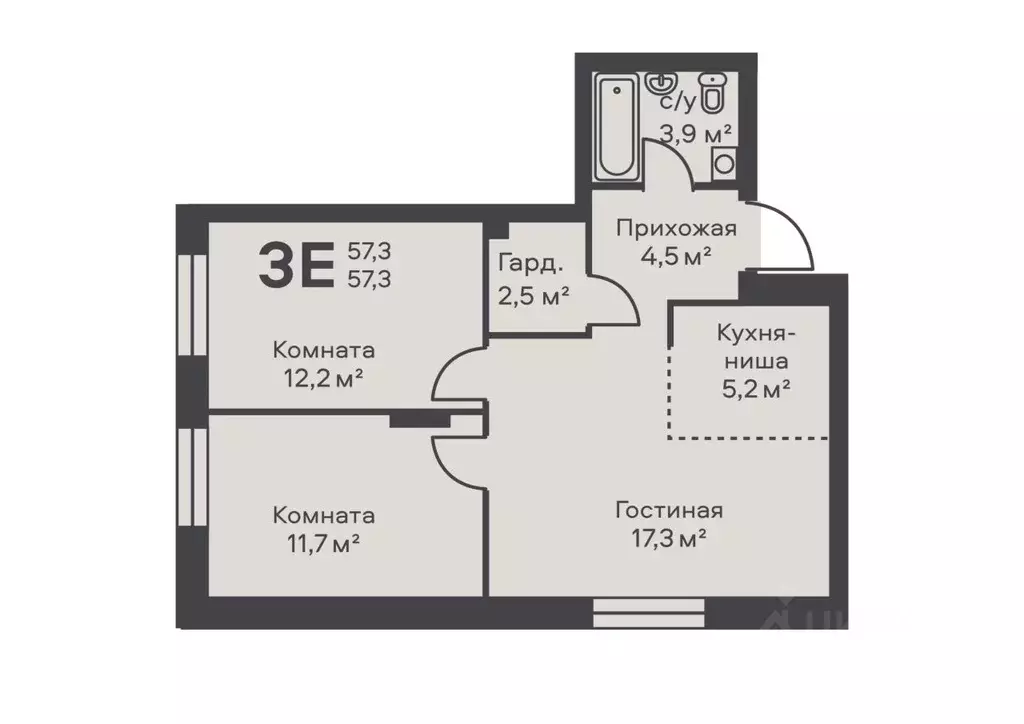 3-к кв. Пермский край, Пермь ул. Подводников (57.3 м) - Фото 1