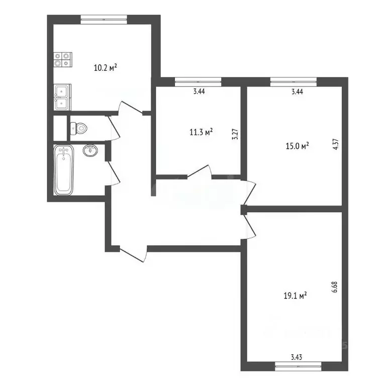 3-к кв. Москва Новомарьинская ул., 17 (74.7 м) - Фото 2