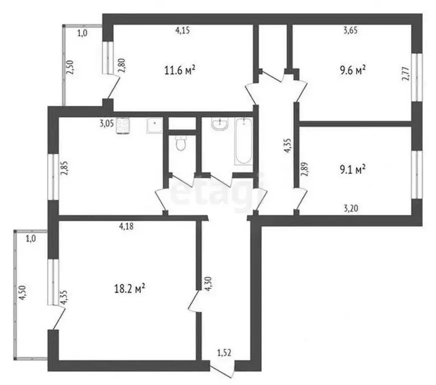 4-комнатная квартира: Абакан, Советская улица, 136 (78 м) - Фото 1