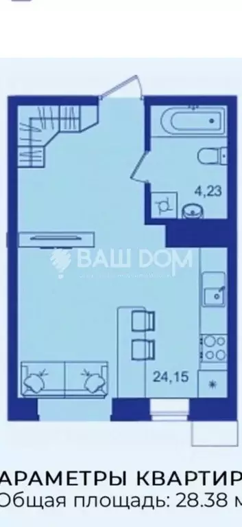 Студия Брянская область, Брянск ул. Имени И.Н. Лысенко, 12 (28.0 м) - Фото 2