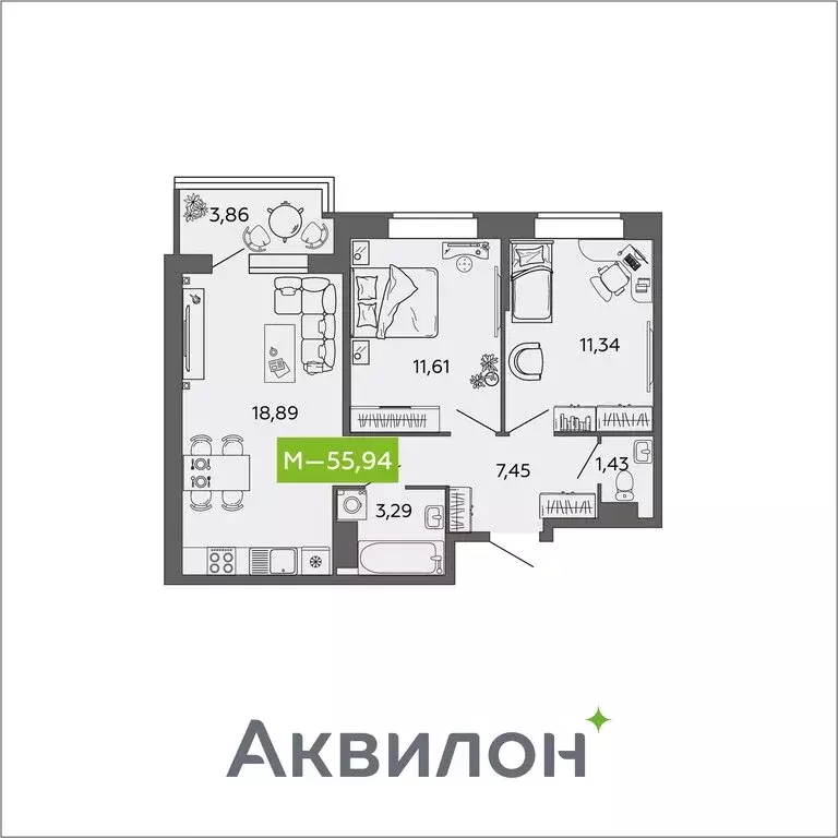2-комнатная квартира: Северодвинск, проспект Труда, 74к2 (55.94 м) - Фото 0