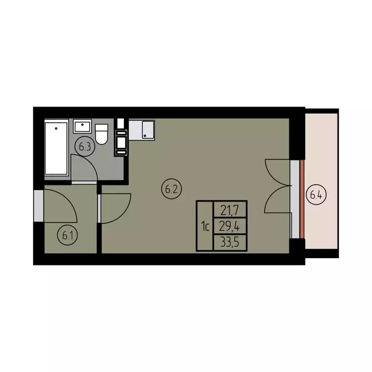 Квартира-студия: Лесное, КА Отрада Resort (33.5 м) - Фото 1